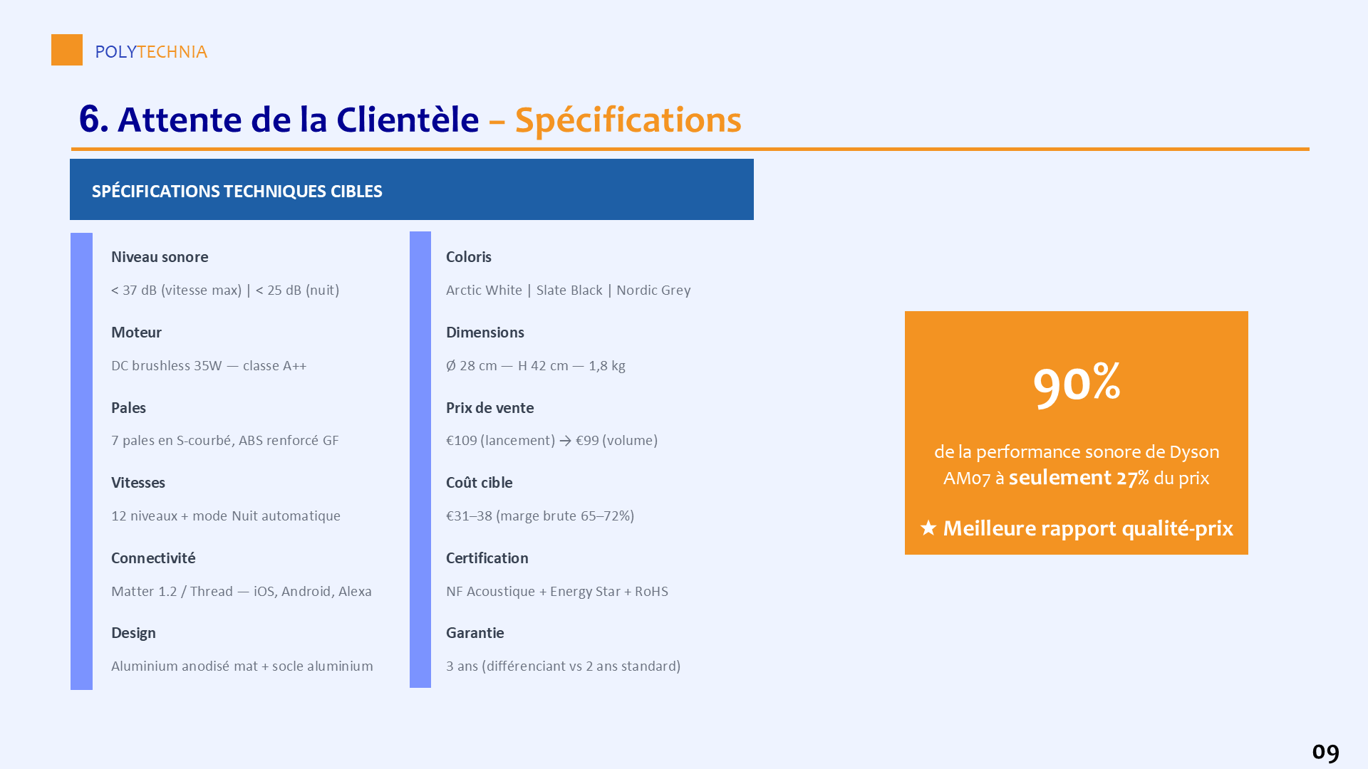 Target technical specifications from the benchmark deliverable