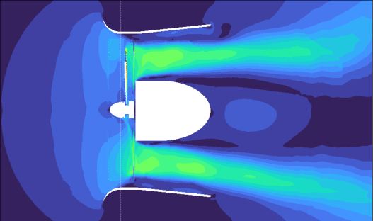 Coupe d'écoulement CFD autour du ventilateur