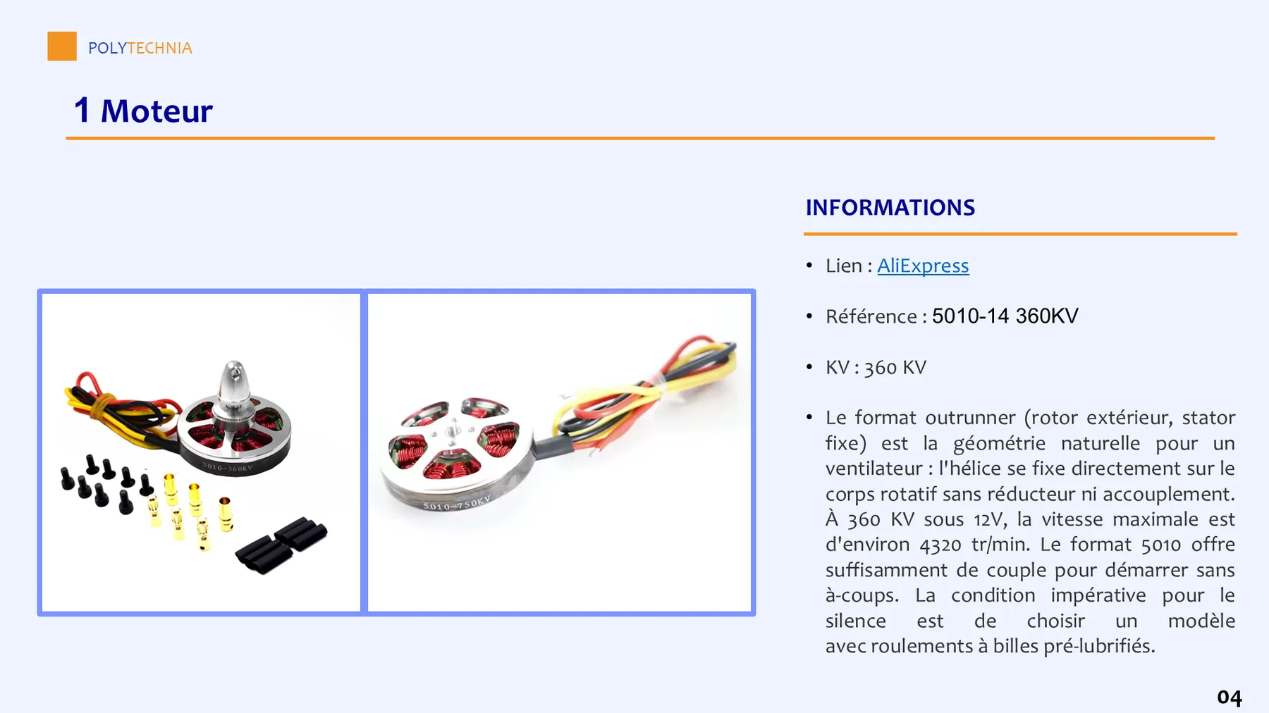 Fiche de dimensionnement du moteur