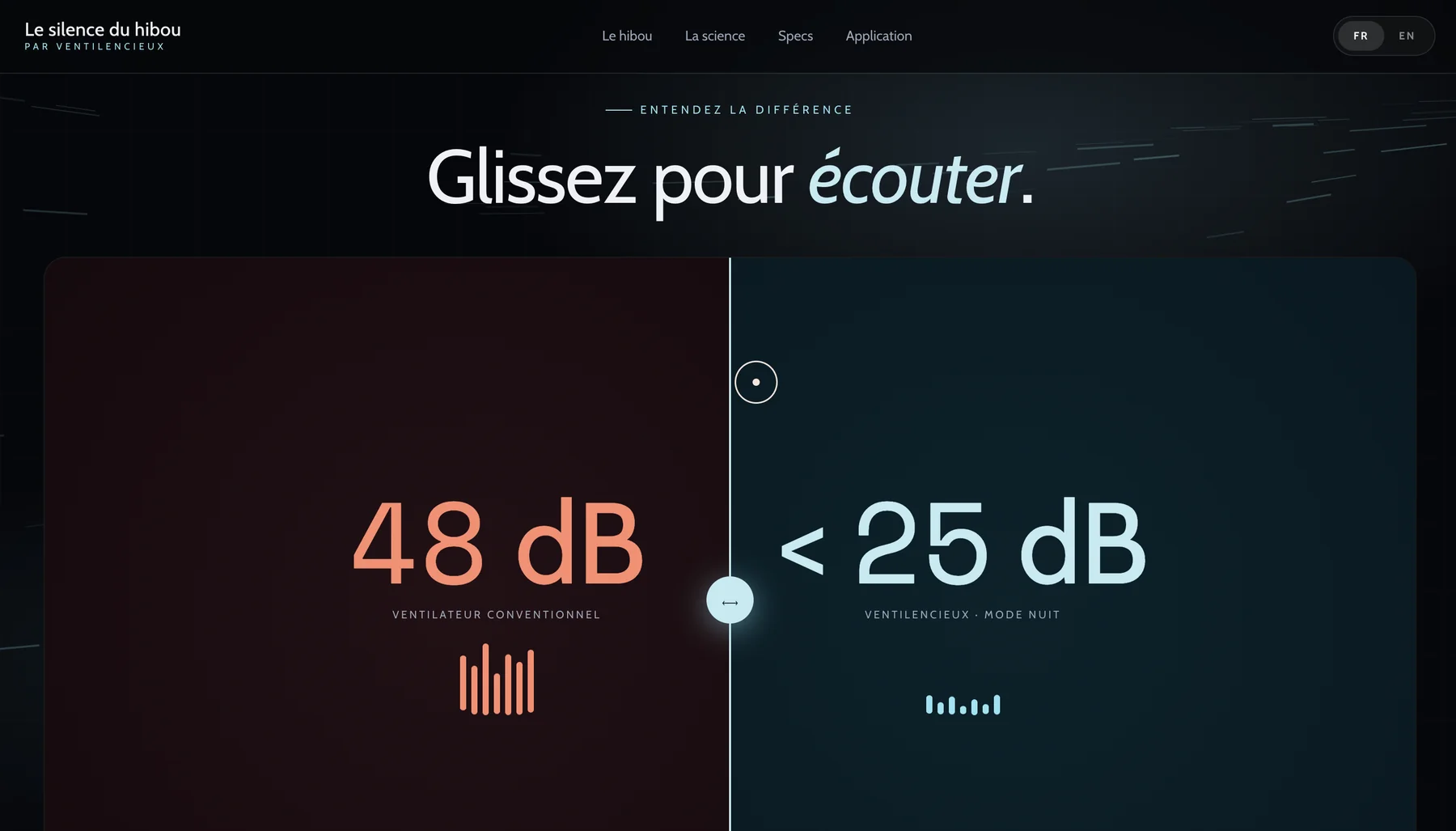 Comparateur sonore interactif du site Ventilencieux