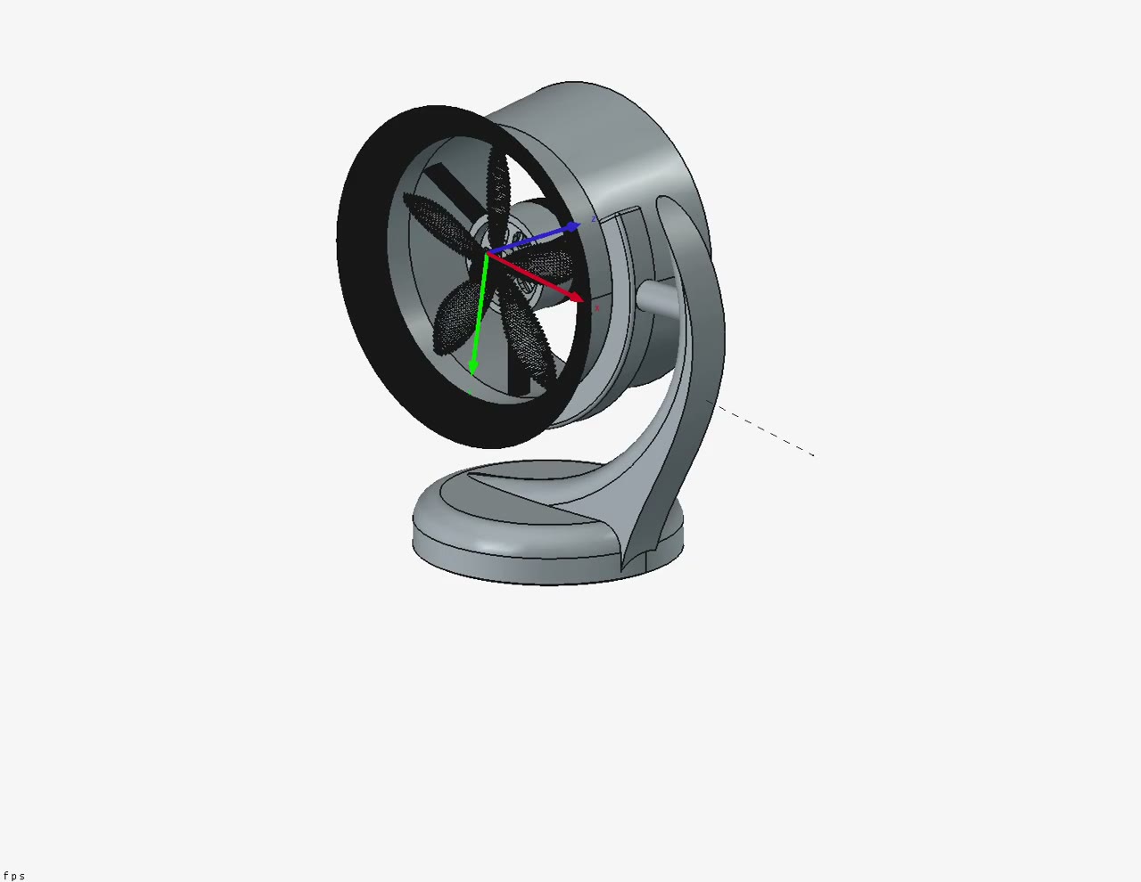 Vue de la CAO du ventilateur dans FreeCAD